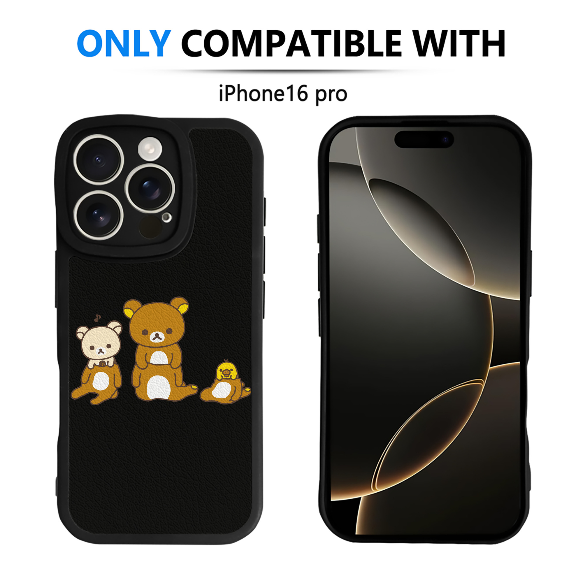 （画像用） リラックマ リラックマ キイロイトリ Rilakkuma Korilakkuma Kiiroitori 【iPhone 16シリーズ対応】シリコンスマホケース（レザー調） 材質：シリコン